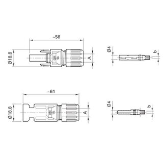 MC4 Stecker Paar - Buchse + Stecker 4-6mm Typ 4 PV-KBT4/6I