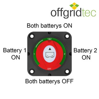 Batteriewahlschalter zum Umschalten zweier Batteriekreise, Verbraucher, Ladequellen 175A